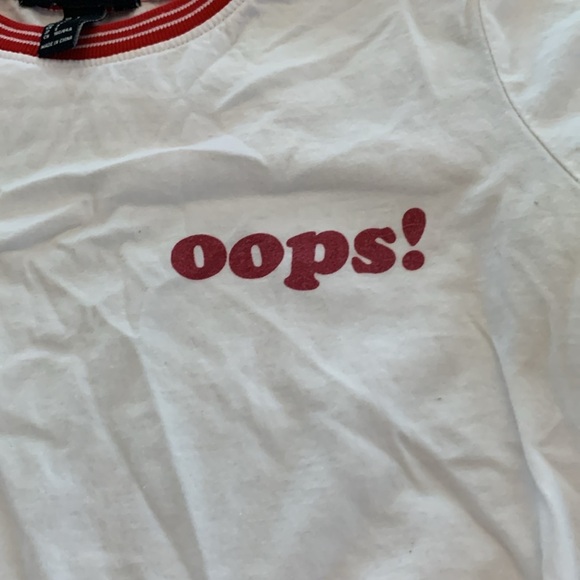 Forever 21 “oops!” White and Red T Shirt short sleeve - Picture 4 of 5